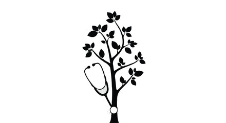 Stethoscope wrapped around tree trunk with leaves