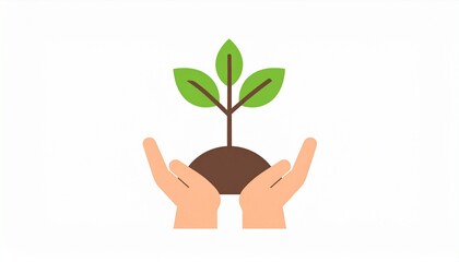 Hands nurturing young plant growth concept for success and sustainability in business