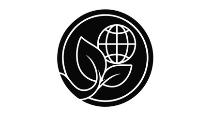 Eco friendly symbol with globe and leaves