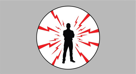 Silhouette of a person with energetic red lightning bolts