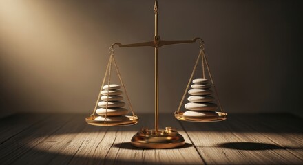 Balance Scale with Coins - Financial Equilibrium and Investment.