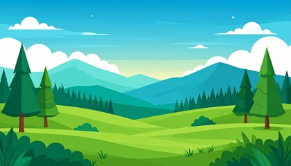 Obraz premium Scenic mountain landscape with lush green valley and clear blue sky summer nature view