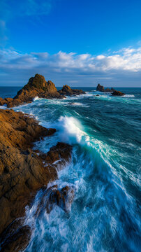 AI generator images of waterspout is a swirling beam of light or cone-shaped cloud formation connecting clouds in the sky to the water's surface. Scud clouds or pannus clouds can also resemble water