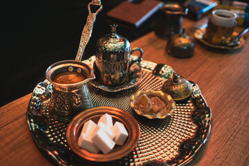 Turkish coffee served in the restaurant