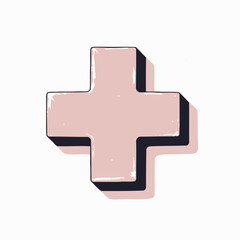 Fototapeta premium Illustration of a Three-Dimensional Pink Plus Sign with Shadow Effect on White Background Symbolizing Healthcare and Medical Themes