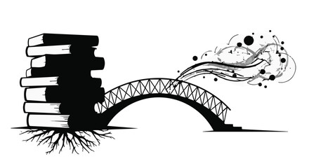 Books sprouting roots and blooming into creative ideas