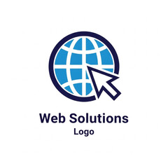 Minimalist Web Solutions Logo with Globe and Cursor Icon, Ideal for Internet and Technology Business Branding
