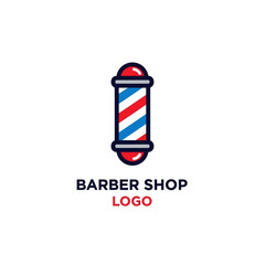 Minimalist Barber Pole Icon and Logo Template for Hair Salon or Mens Grooming Business Isolated on White Background