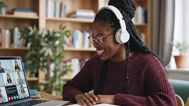 Engaging online class with a teacher leading discussion with students in different locations