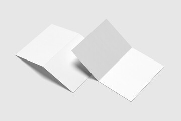 Blank booklet or brochure a4 bifold mockup with white background, Design book for menu, greeting, catalog and portfolio, 3d Rendered