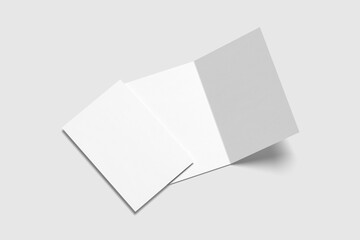 Blank booklet or brochure a4 bifold mockup with white background, Design book for menu, greeting, catalog and portfolio, 3d Rendered