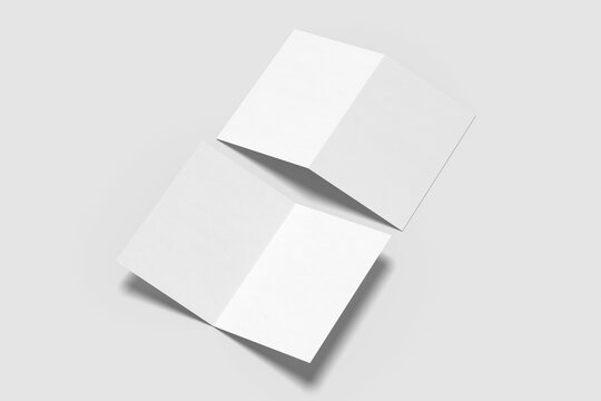 Blank booklet or brochure a4 bifold mockup with white background, Design book for menu, greeting, catalog and portfolio, 3d Rendered