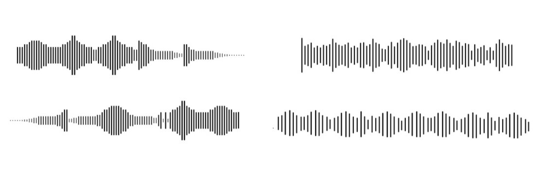 Podcast sound wave audio waveform vector illustration with frequency lines and music equalizer pattern. Soundwave icon for radio microphone voice recording, message signal and speech multimedia