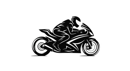 Rider on motorcycle in motion, speeding along