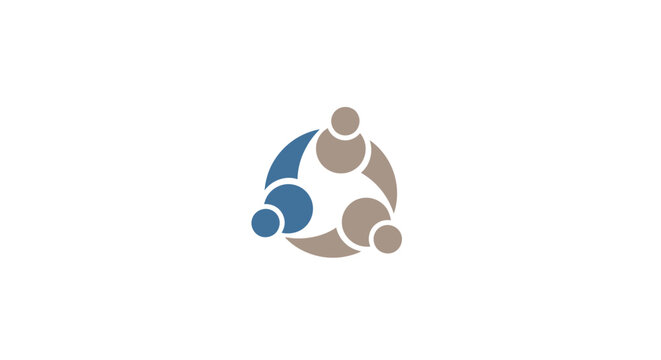 Abstract Teamwork Logo with Three Connected Human Figures in Circular Unity Design
