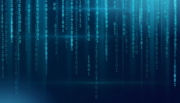 Cyan Blue Binary Code Matrix Digital Technology Data Background