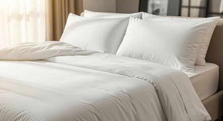 Elegant white bed linen beautifully arranged on a cozy bed for vibrant home decor ideas