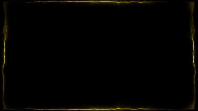 Yellow Neon Plasma Frame Lines, Border Geometry Loop Alpha Background Animation