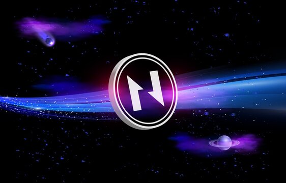 nervos network-ckb cryptocurrency logos on digital background. 3d illustrations.
