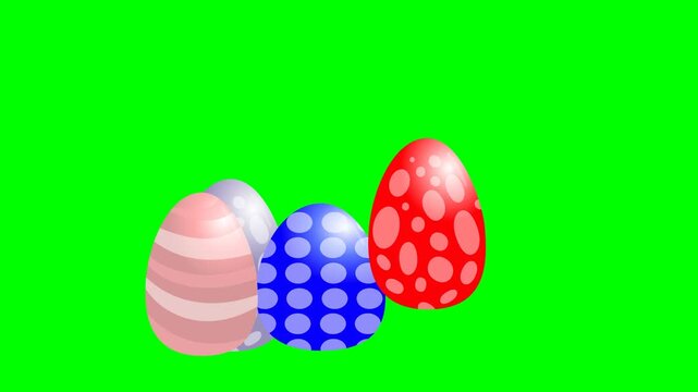 vectorized easter eggs, easter animation for short video on choma key green background, eggs jumping easter promotion