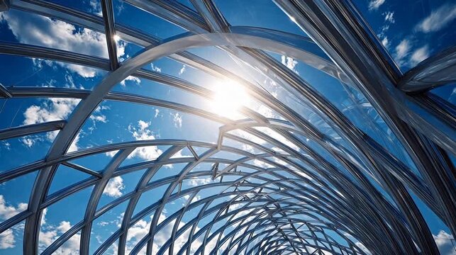 Modern glass and metal architectural structure