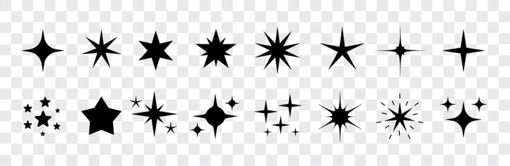 Star vector icon shape element. Spark star icon pattern design symbol, retro abstract glitter burst shine light © kolonko