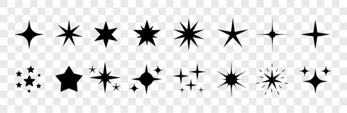 Star vector icon shape element. Spark star icon pattern design symbol, retro abstract glitter burst shine light