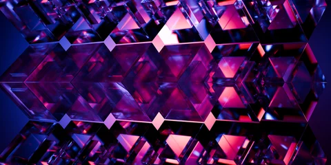 Cyberfuturistic transparent glass  elements and liquid acrylic red purple blue glow on black backdrop cinematic tech background design cover art visuals 3d rendering © IM_VISUALS