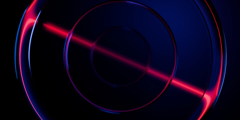 Cyberfuturistic transparent glass  elements and liquid acrylic red purple blue glow on black backdrop cinematic tech background design cover art visuals 3d rendering © IM_VISUALS