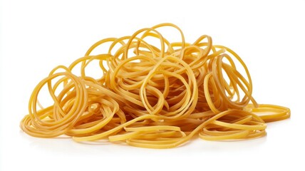 Tangle of rubber bands on white background. AI generated