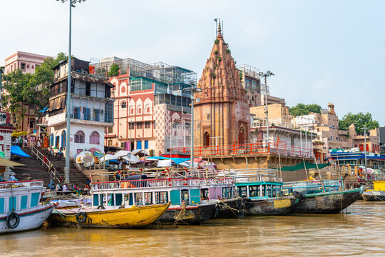 views of ganges river in varanasi, india 