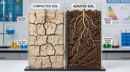 Comparing compacted and aerated soil for better plant growth