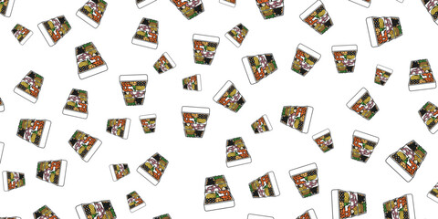 Fototapeta premium Seamless pattern of colorful coffee cups, a cheerful and vibrant background design