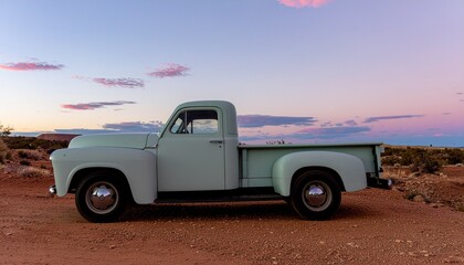 Old rusted classic american pickup truck in native farm location