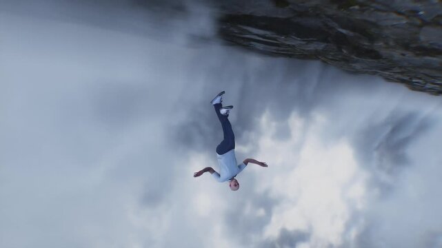 a sinner man fall from heaven to hell. Religious. concept. 4k animation.