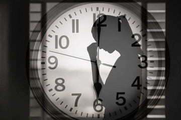 Stressed Woman Under Time Pressure Concept, Deadline Anxiety and Mental Health Awareness
