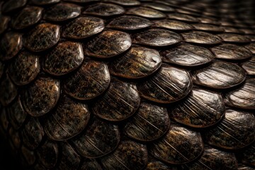 Formosa Odd-Scaled Snake Skin Texture with Copy Space Background. Close-up odd-scaled snake pattern. Reptile skin surface design. Realistic Formosa snake scales detail. Detailed snake skin macro close