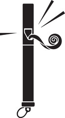 Obraz premium Whistle blowing with musical notes black silhouette vector illustration of an instrument