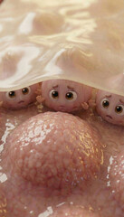 Anthropomorphic Tongue and Taste Bud Characters - Taste Buds Under Mucus Layer Macro View