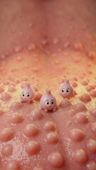 Anthropomorphic Tongue and Taste Bud Characters - Taste Bud Characters on Tongue Surface Macro