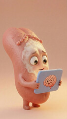Anthropomorphic Tongue and Taste Bud Characters - Tongue Reading Health Tips on Tablet