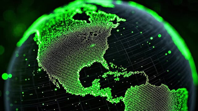 Digital globe with green data points
