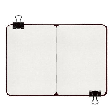Blank note paper sheet with clip isolated as an open notebook page for office and education use