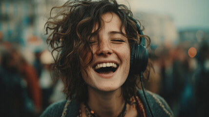 Obraz premium Joyful moments in a vibrant street festival filled with music and laughter