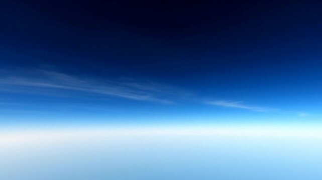 Deep blue sky gradient above soft white cloud layer, serene high altitude atmosphere for travel and aviation themes, calm minimalist background for Earth Day ideas