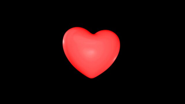3D animated emoticons. Simple heart emoji (with alpha channel)