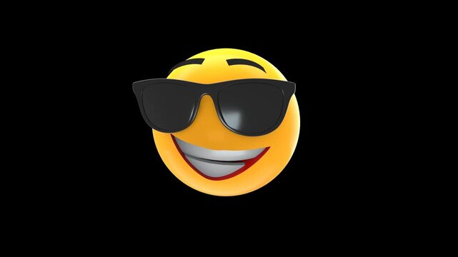 3D animated emoticons. Sunglass emoji (with alpha channel)