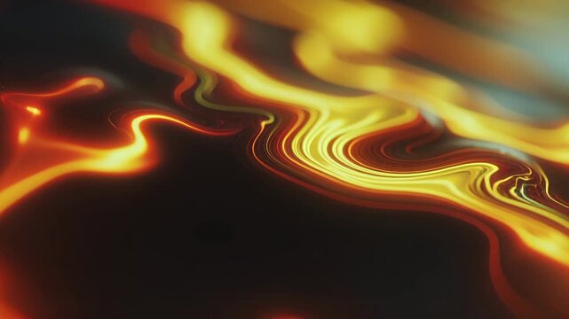Abstract fluid yellow and orange patterns creating a dynamic animated background with flowing wavy lines