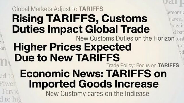 Navigating the complexities of global trade with headlines of economic shifts and focus on tariffs, highlighting the impact on global markets.