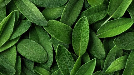 Naklejka premium Vibrant green sage leaves textured nature background